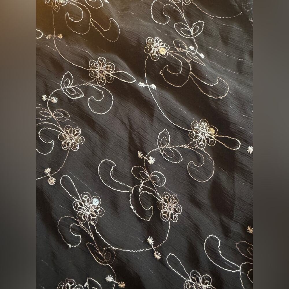 Y2K Black Slip Skirt with embroidered flowers and sequins - Picture 6 of 9